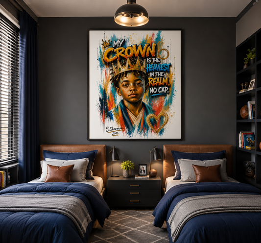 “My Crown Is the Heaviest in the Realm, No Cap.”
-Satin Posters (210gsm)