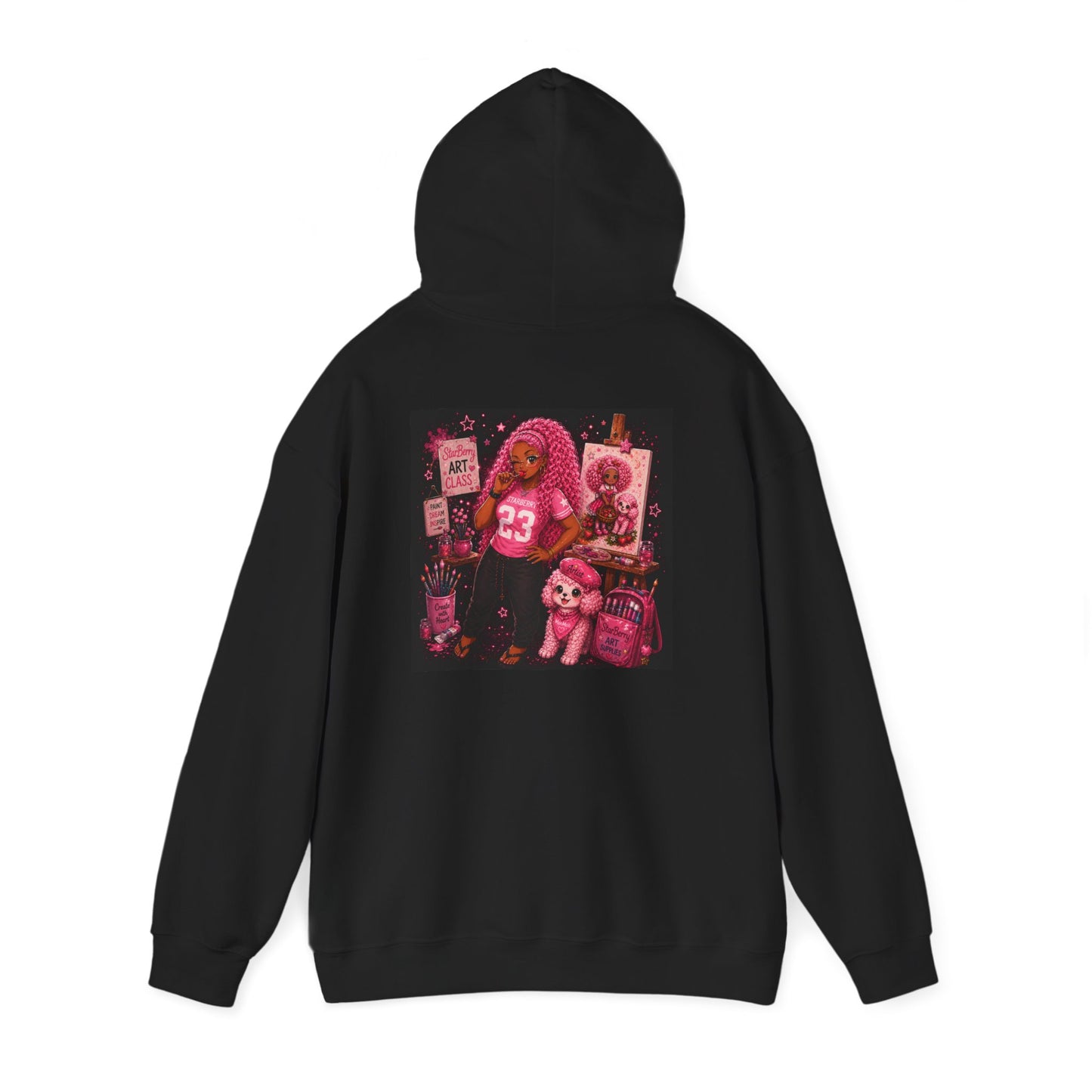 Teen StarBerry Collection™ Black Retro Collage Hoodie — Cute Aesthetic Vintage Plush
