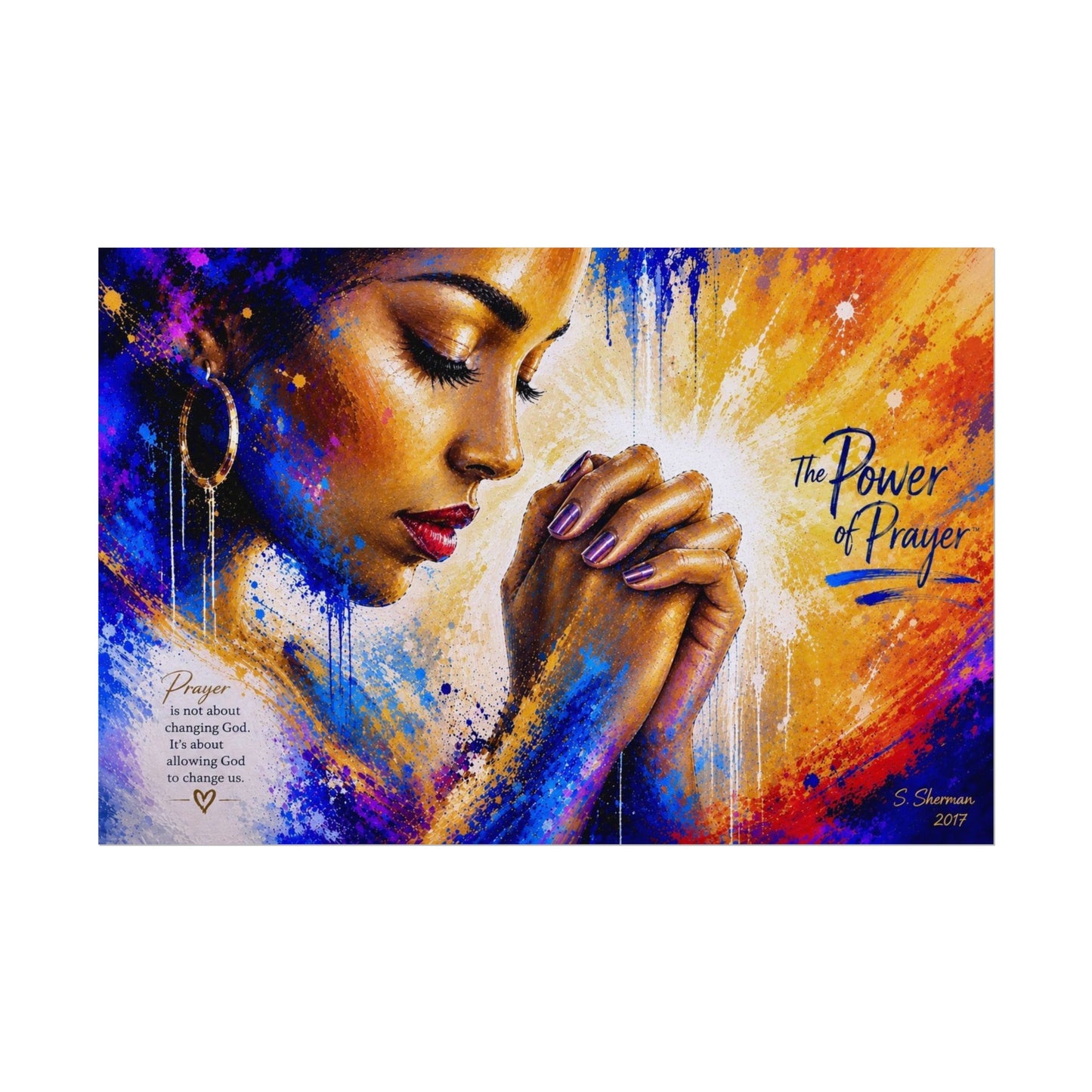 Watercolor” The Power of Prayer”. Textured Watercolor Matte Posters