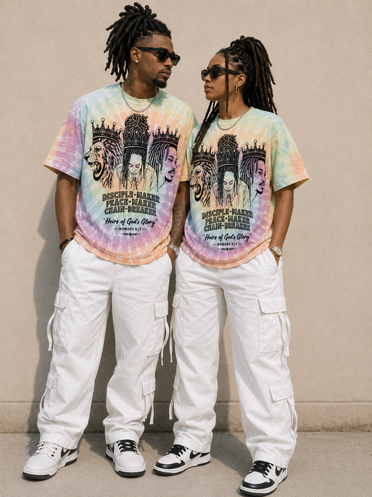 Tie-Dye Faith Tee — "Disciple-Maker, Peace-Maker, Chain-Breaker"
