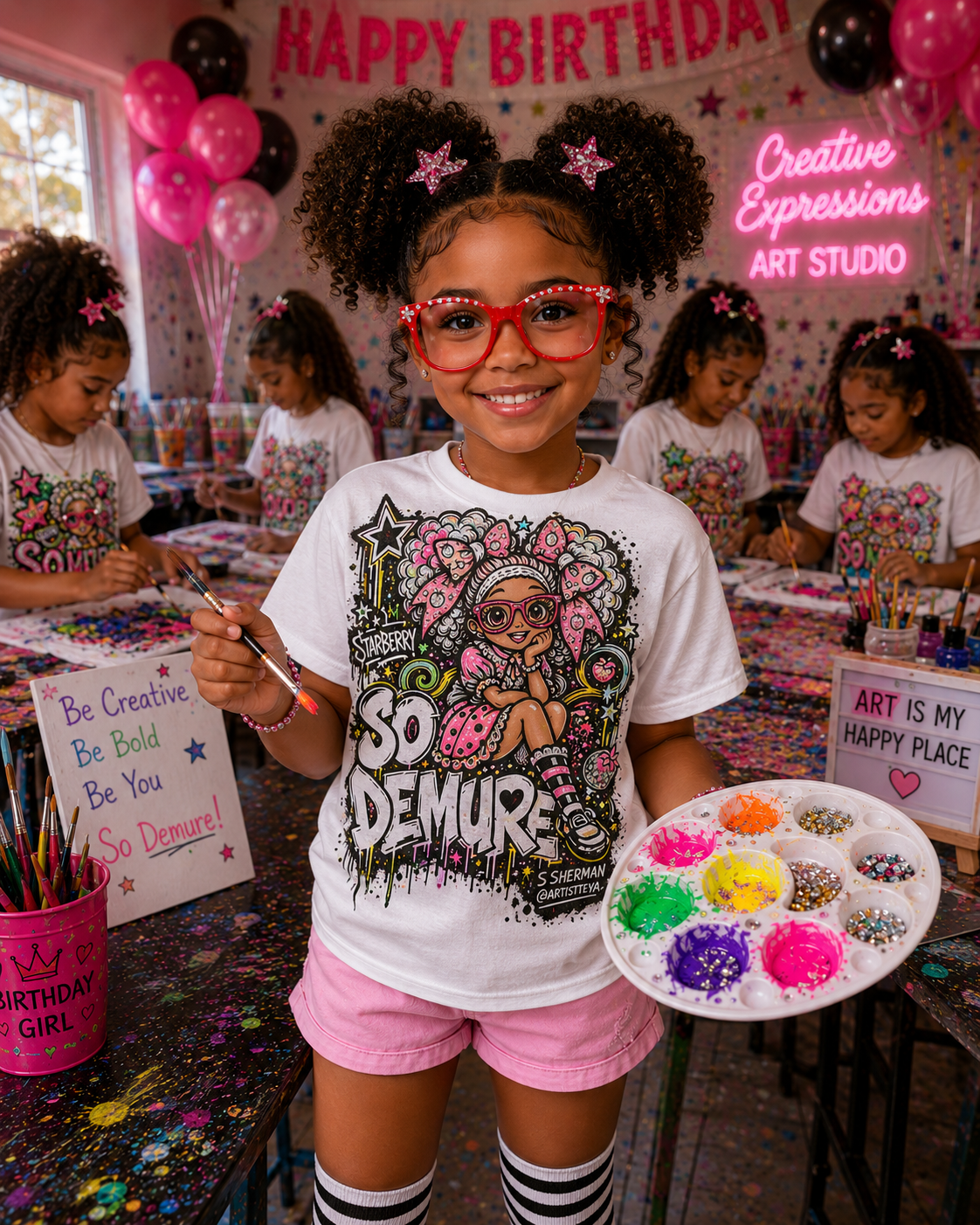 Paint Your Own ' Lil Miss So Demure' Tee-  Unisex Jersey Short Sleeve Tee