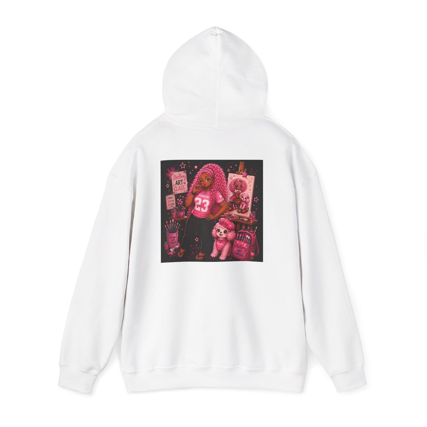 Teen StarBerry Collection™ Black Retro Collage Hoodie — Cute Aesthetic Vintage Plush