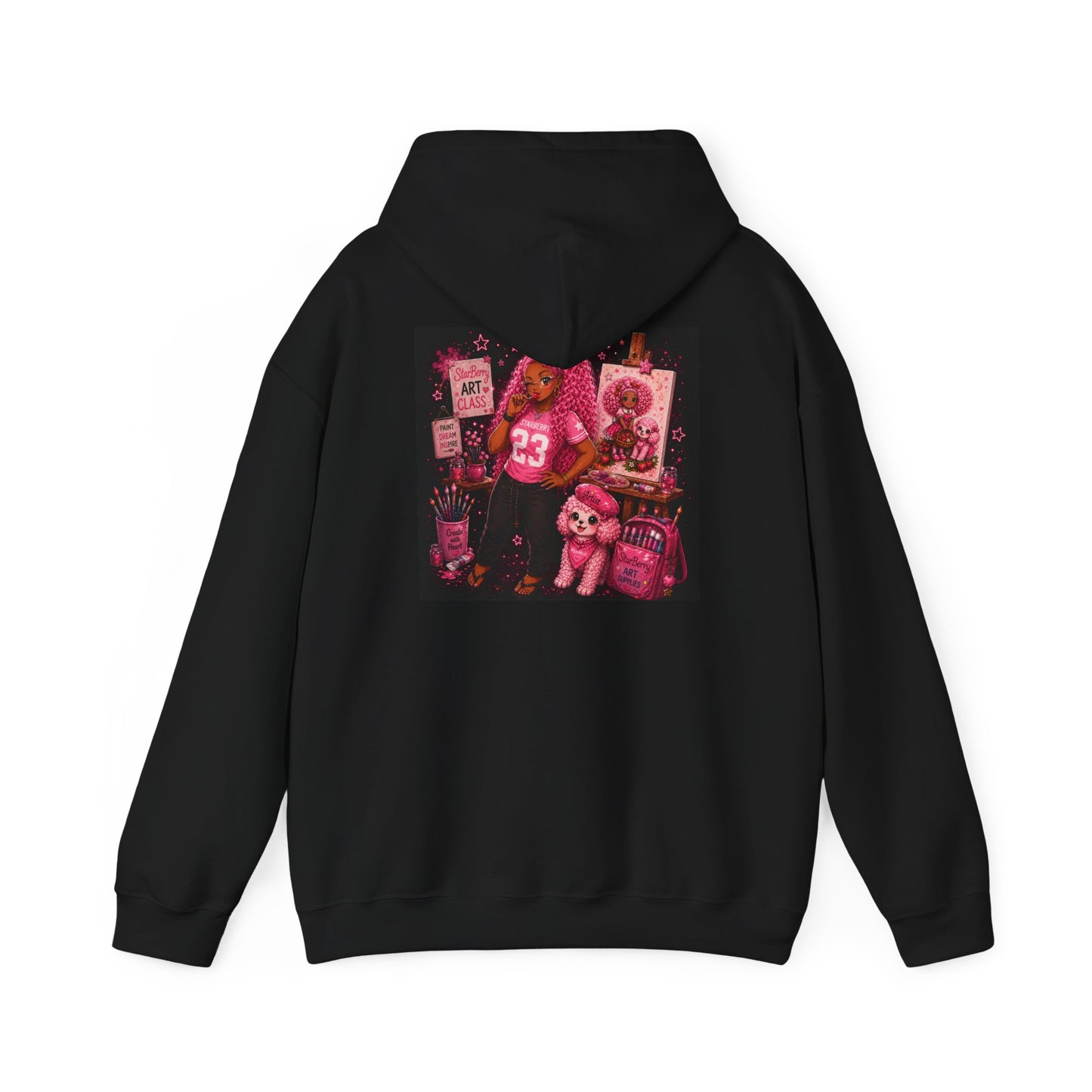 Teen StarBerry Collection™ Black Retro Collage Hoodie — Cute Aesthetic Vintage Plush