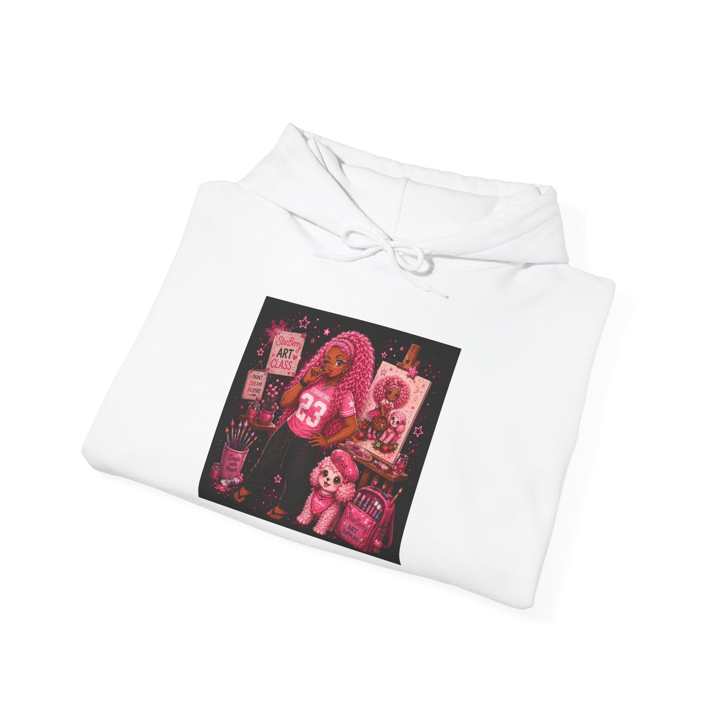 Teen StarBerry Collection™ Black Retro Collage Hoodie — Cute Aesthetic Vintage Plush