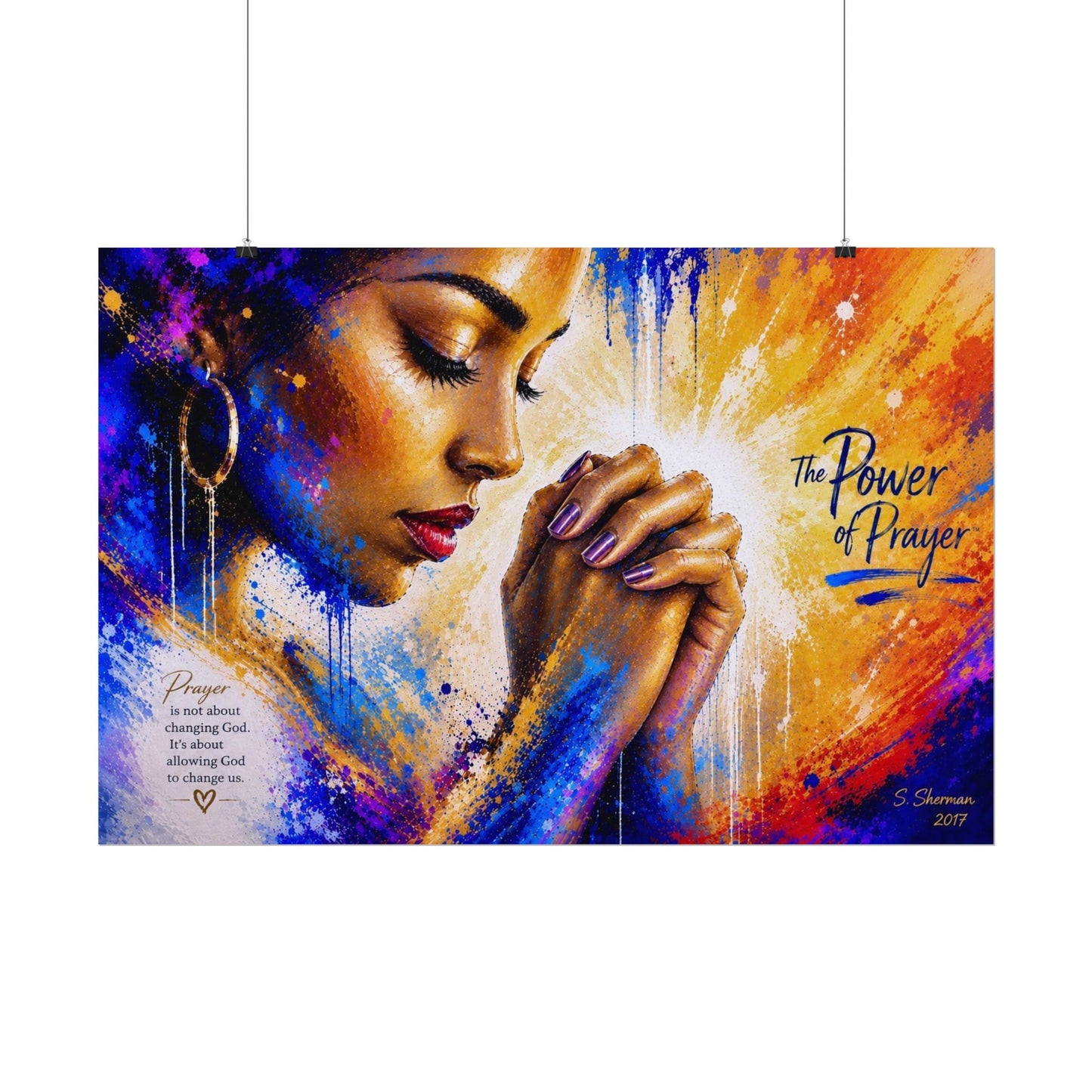 Watercolor” The Power of Prayer”. Textured Watercolor Matte Posters