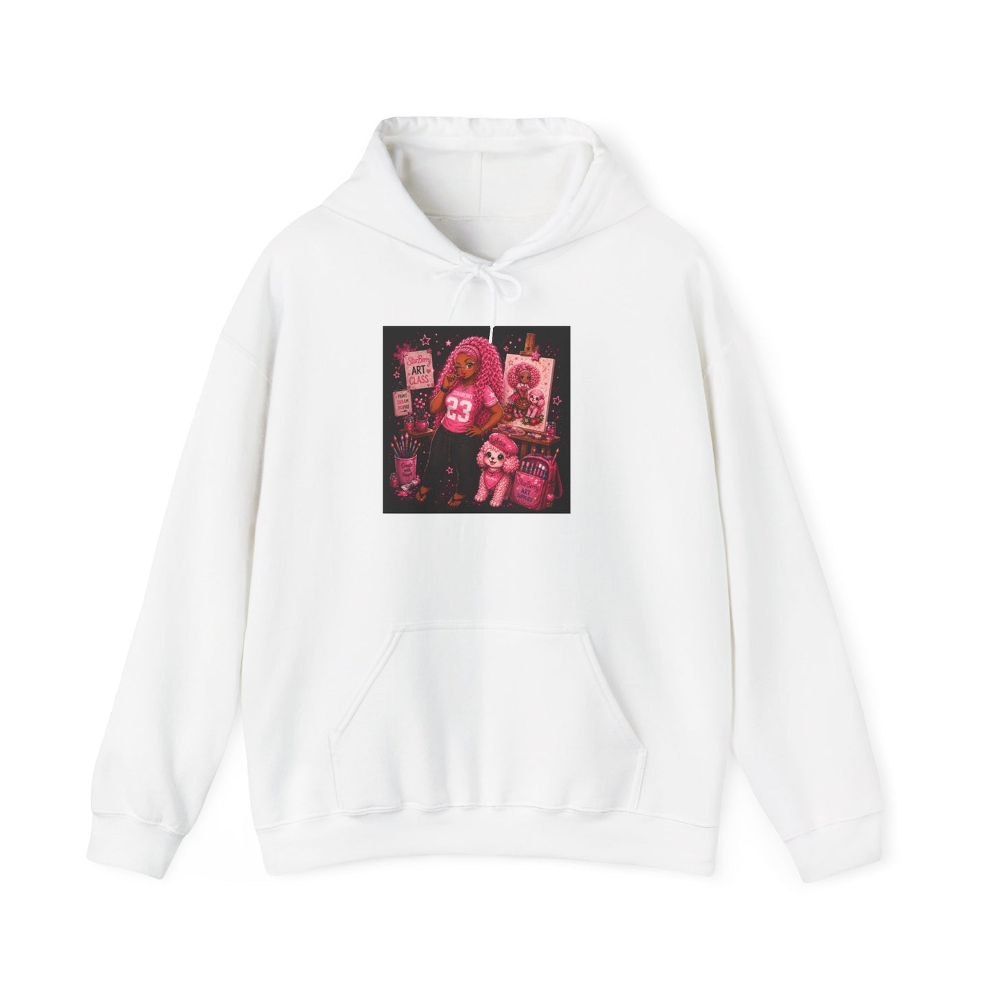 Teen StarBerry Collection™ Black Retro Collage Hoodie — Cute Aesthetic Vintage Plush